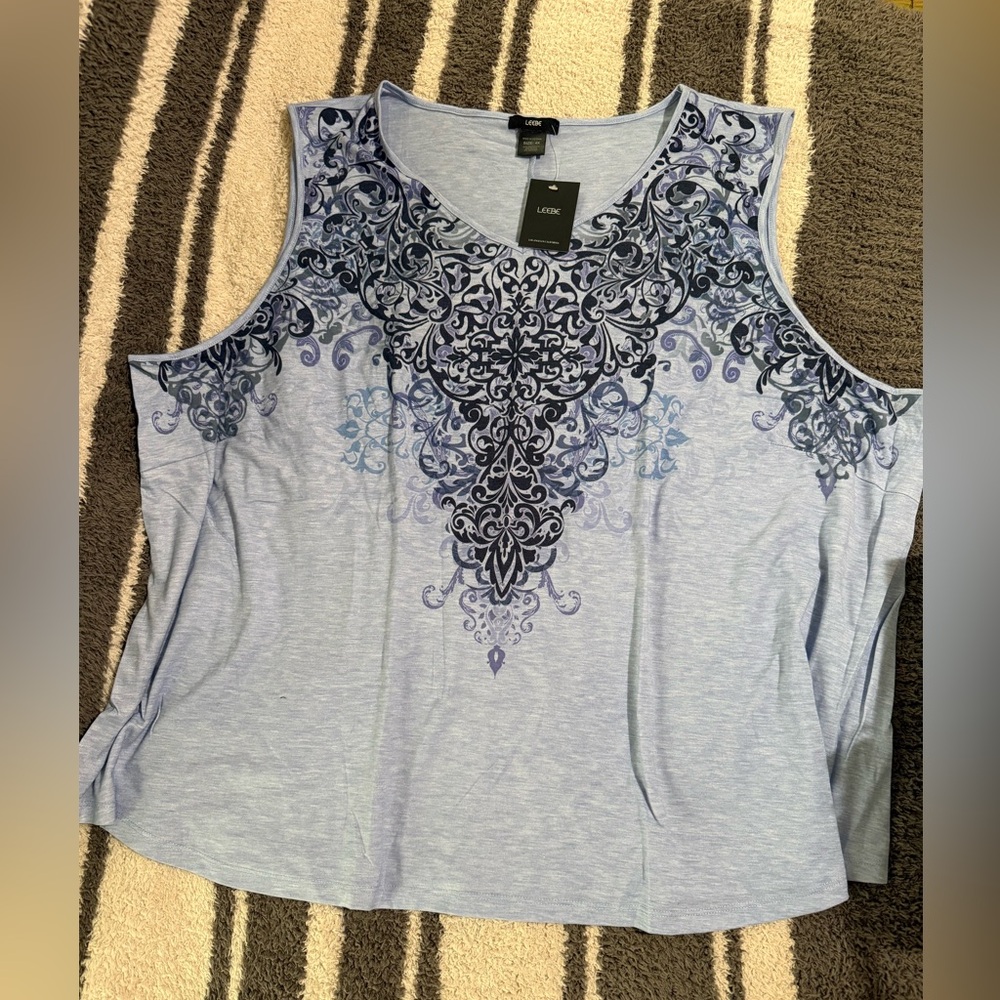 NEW LEEBE WOMENS PLUS V-NECK PRINTED TANK 
SIZE:4X